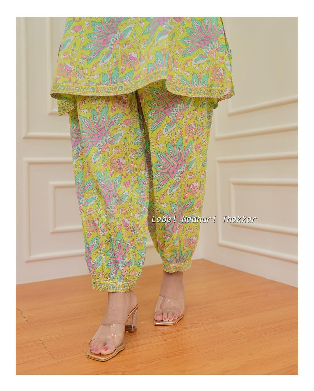 Mann Afgani Cord Set Printed Short Kurti With Bottom